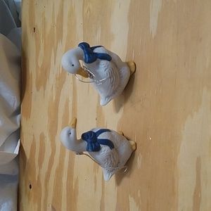 Vintage 90s Bisque Ducks/Geese Christmas Ornaments